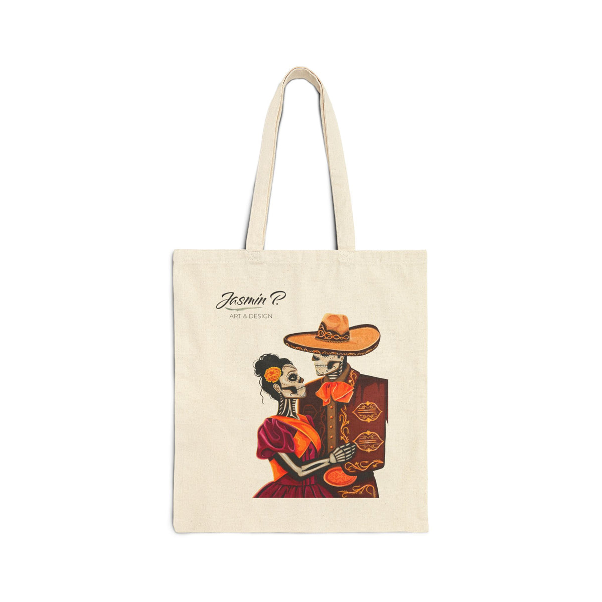Dia de los Muertos Couple Tote Bag | Charro Illustration