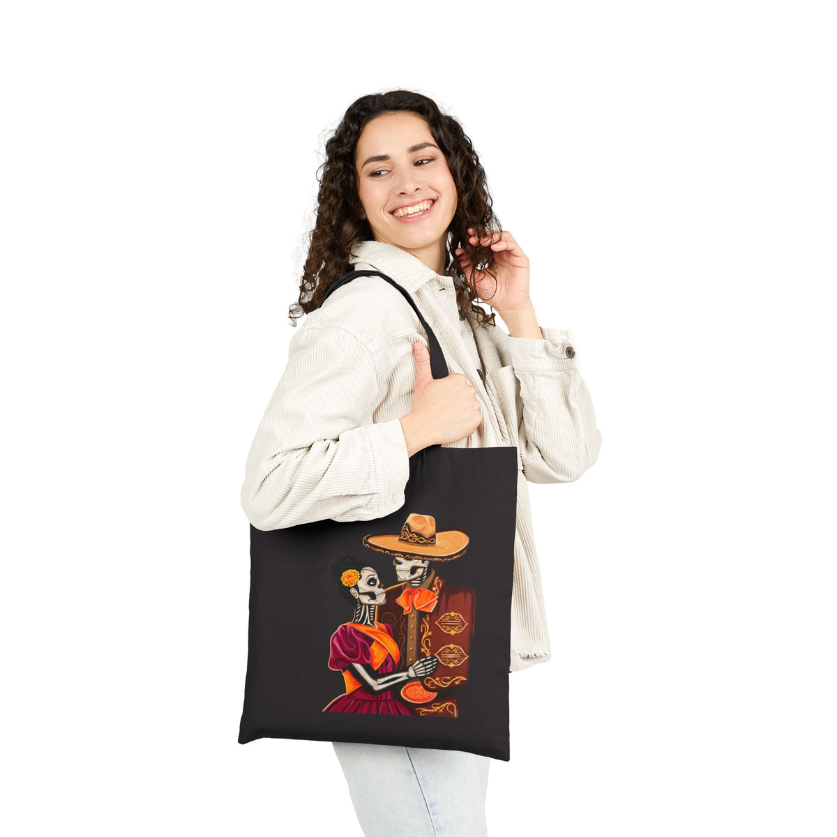 Dia de los Muertos Couple Tote Bag | Charro Illustration