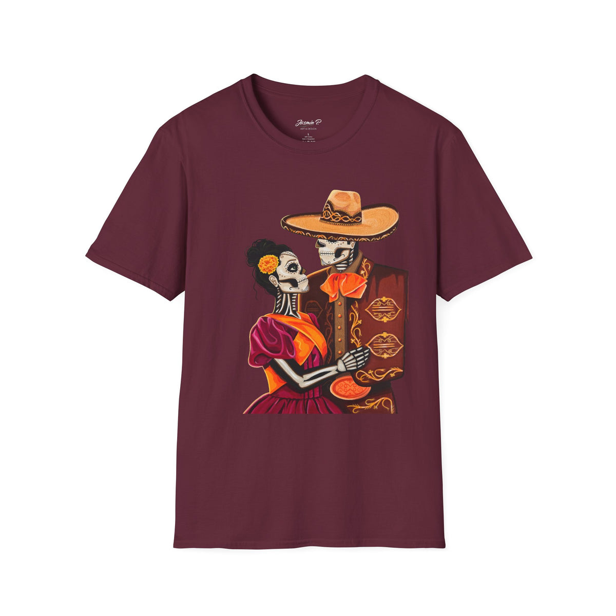 Dia de los Muertos Couple T-Shirt | Charro Illustration