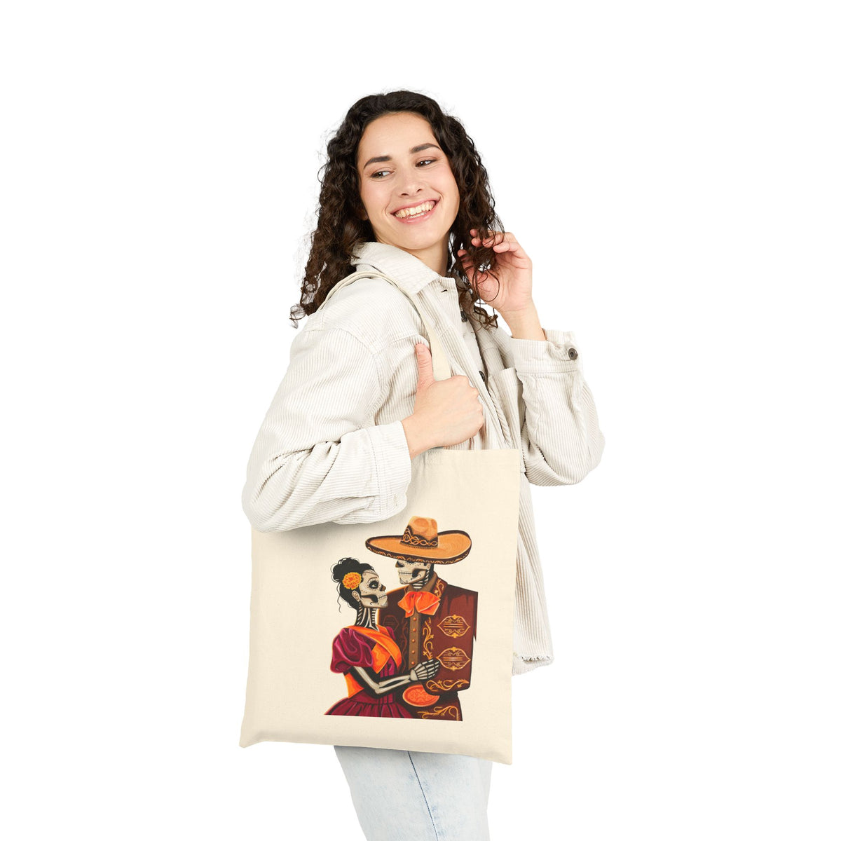 Dia de los Muertos Couple Tote Bag | Charro Illustration